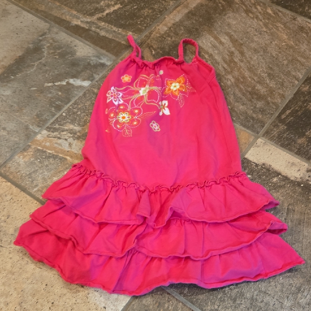 Girls' Pink Floral Ruffle Sundress